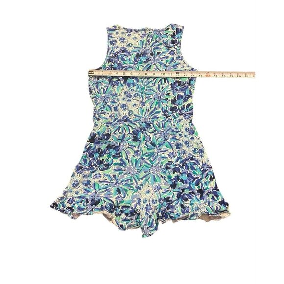 Lilly Pulitzer Venecia Blue Ruffle Beach Tropical Romper Shorts Girls XL 12-14 - Picture 7 of 11
